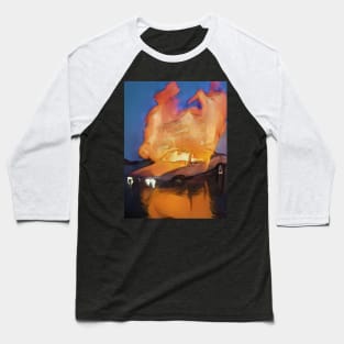 Burning Car Geek Designer Dune Stika Artistic Anime Style Baseball T-Shirt